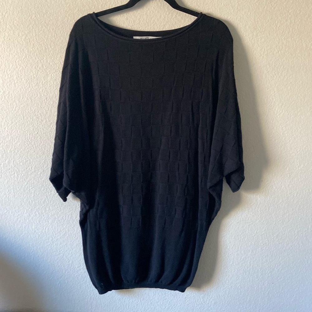 5/$10❤️❤️❤️VINTAGE 90s MAX STUDIO BLACK WAFFLE KNIT TUNIC